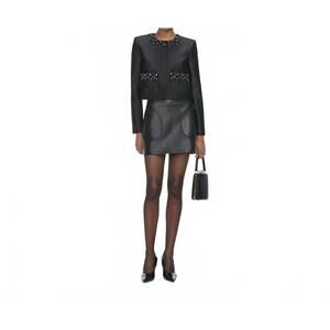 NEW SELF-PORTRAIT leather mini skirt in black/heather grey